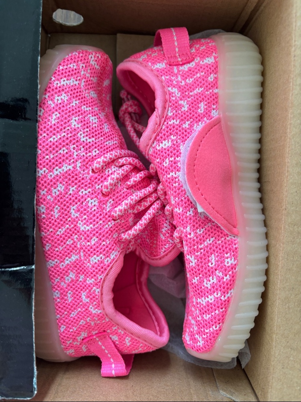 Kids Pink LED Light Glow Knit Athletic Sneakers